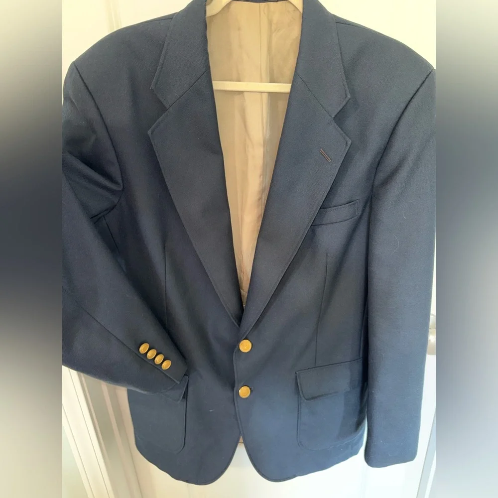 Savile Row Men's Navy Blue Blazer with Gold Buttons size 40L - Picture 3 of 16